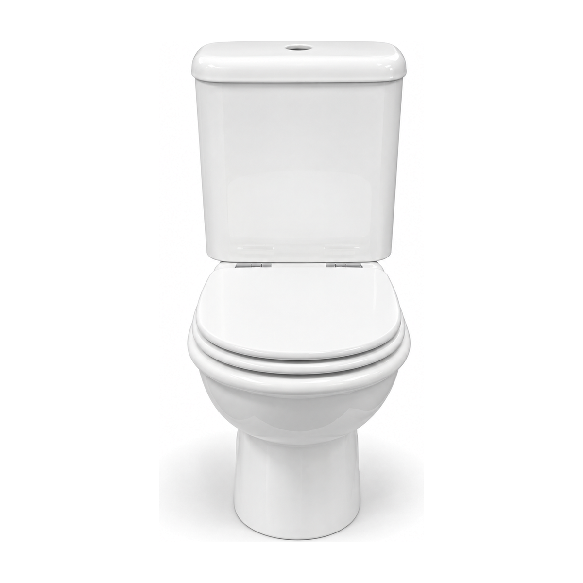 Inodoro completo Image en color Blanco con cisterna y asiento, vista frontal