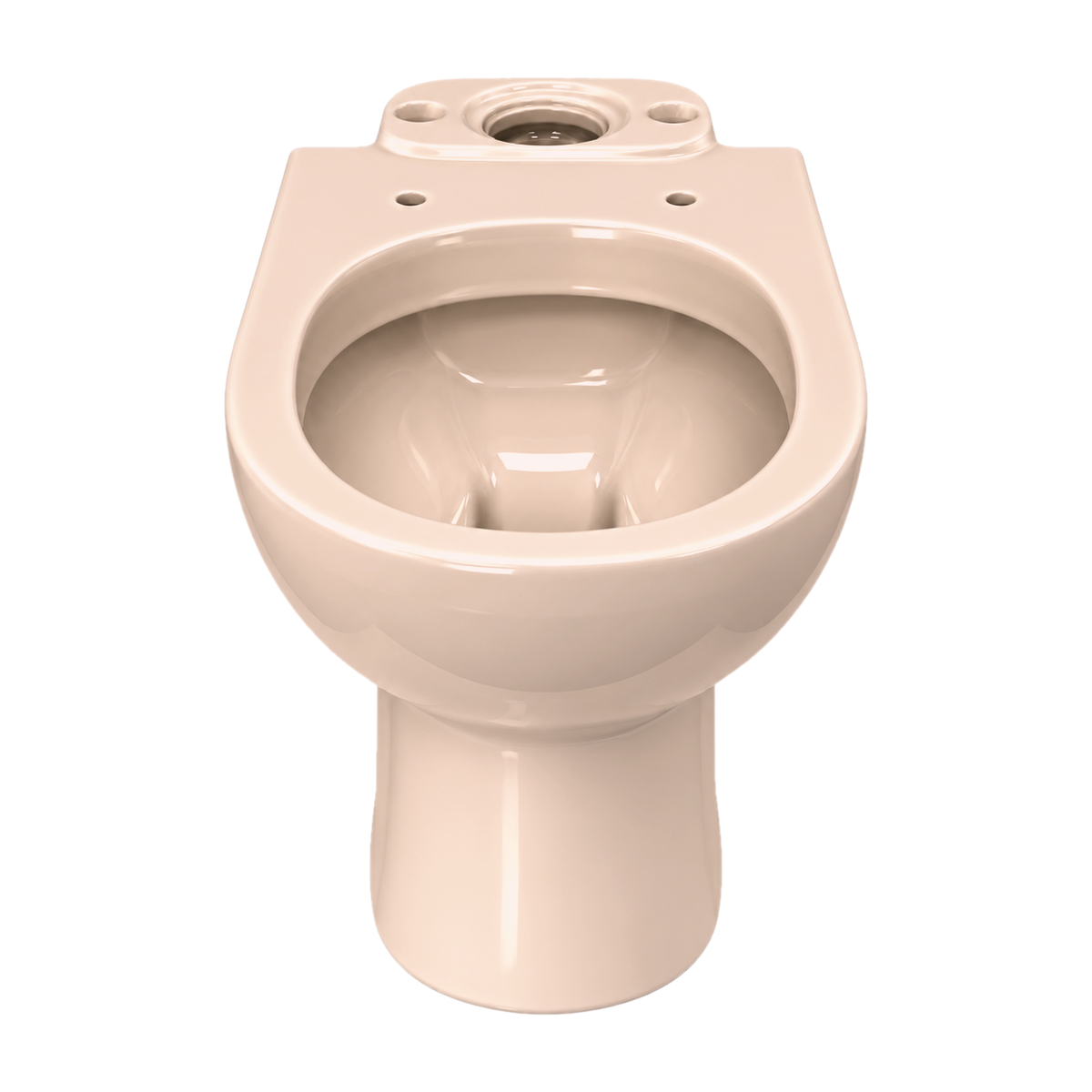 Taza de inodoro Opus Core en color Bahama Beige, vista frontal con la repisa trasera y el agujero de entrada de agua