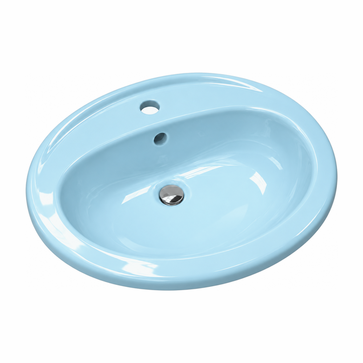 Lavabo de encastrar Miramar en color Azul Nigeriano, vista de tres cuartos