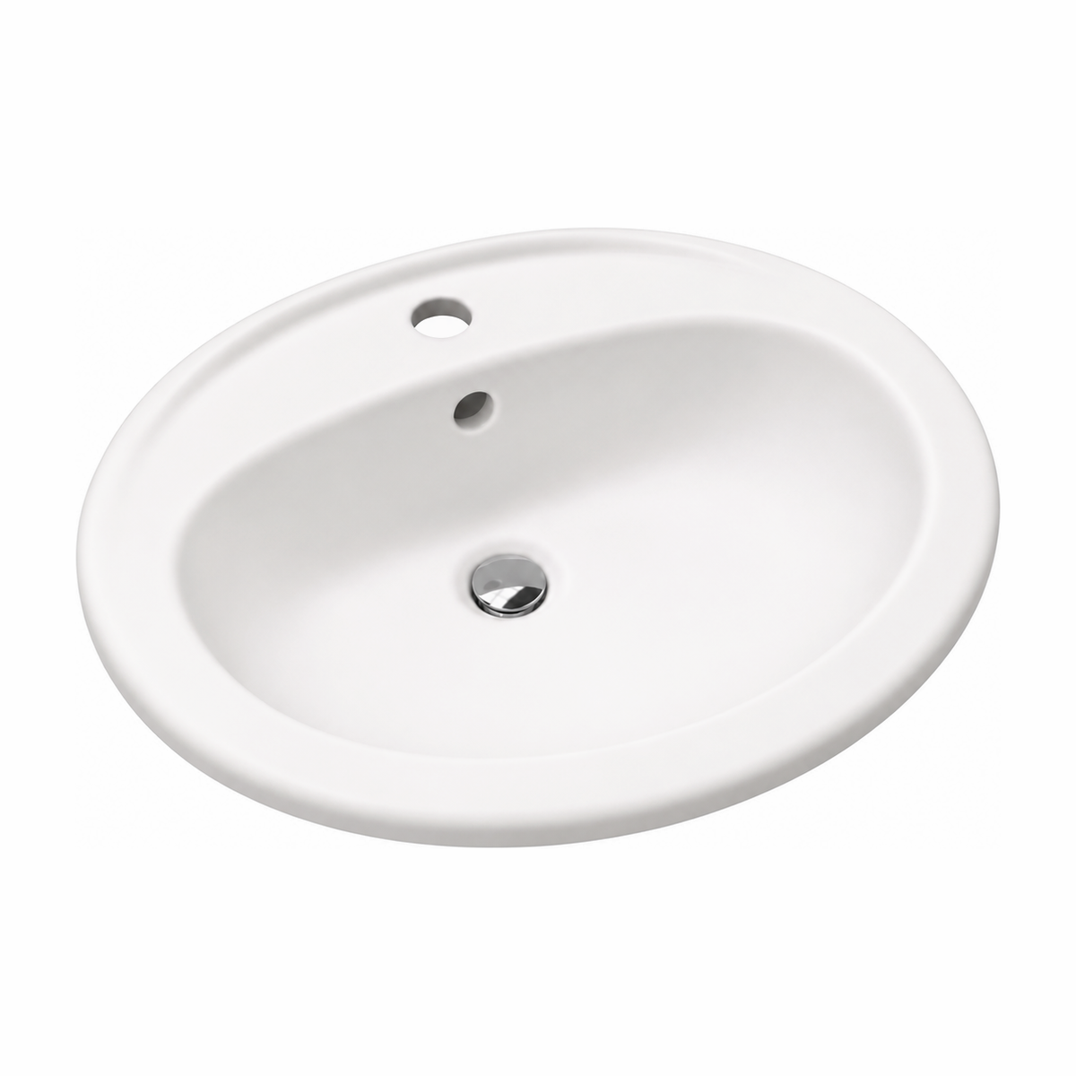 Lavabo de encastrar Miramar en color Blanco Ártico Mate, vista de tres cuartos