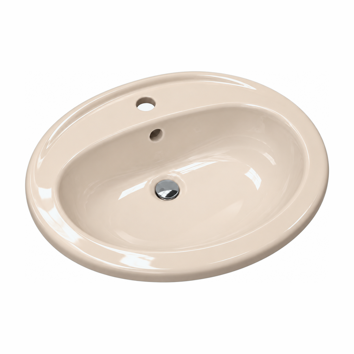 Lavabo de encastrar Miramar en color Champán, vista de tres cuartos