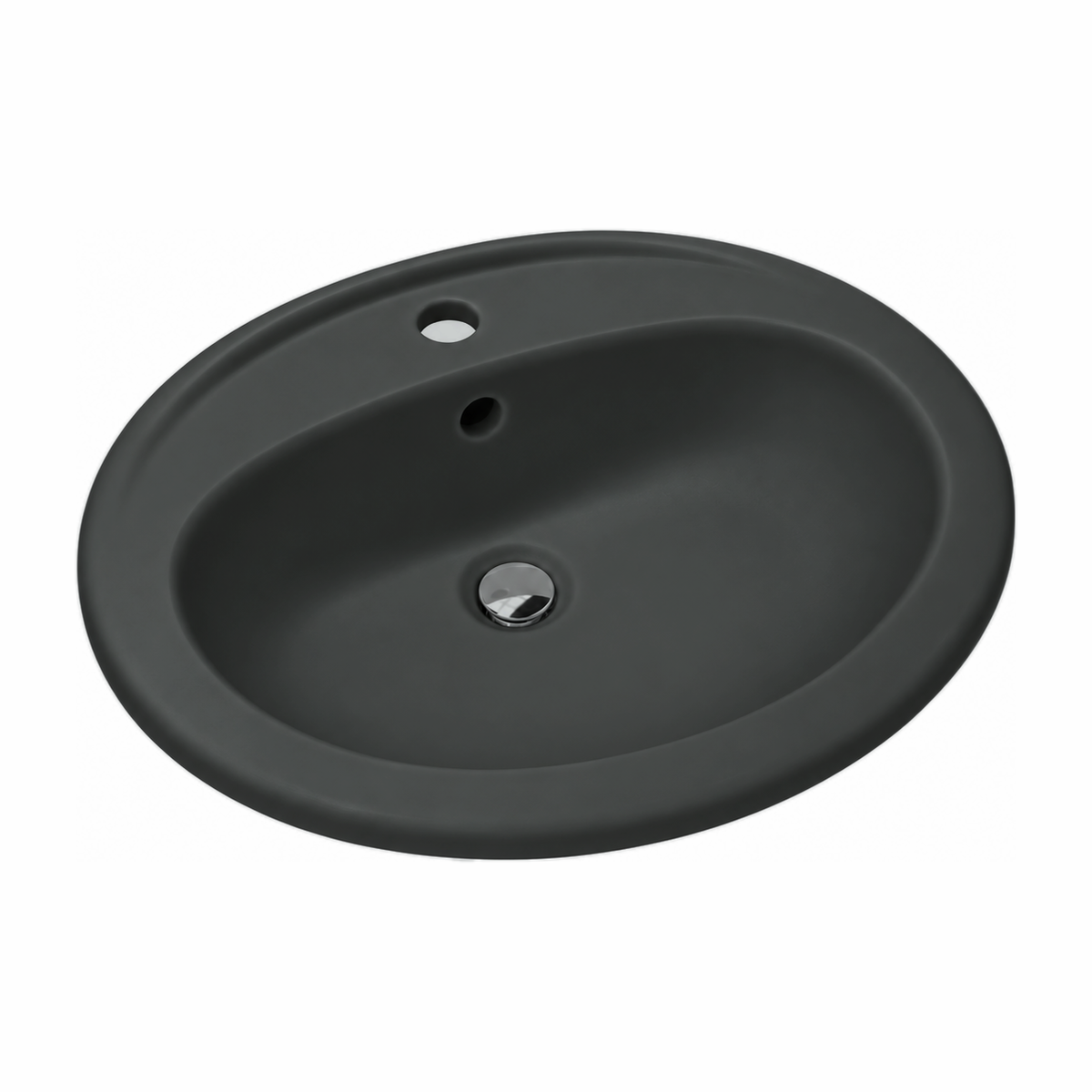 Lavabo de encastrar Miramar en color Gris Basalto Mate, vista de tres cuartos