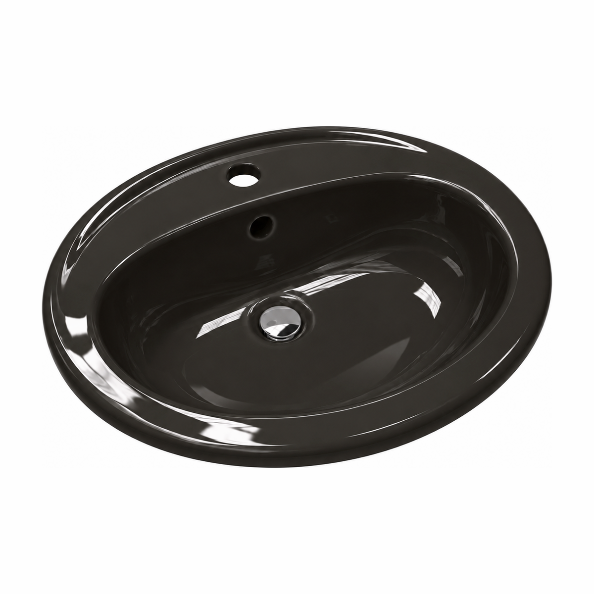 Lavabo de encastrar Miramar en color Negro Brillo, vista de tres cuartos