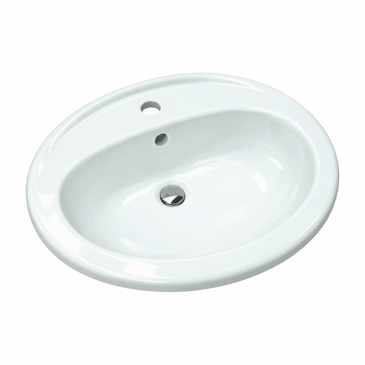 Lavabo de encastrar Miramar en color Verde Agua, vista de tres cuartos