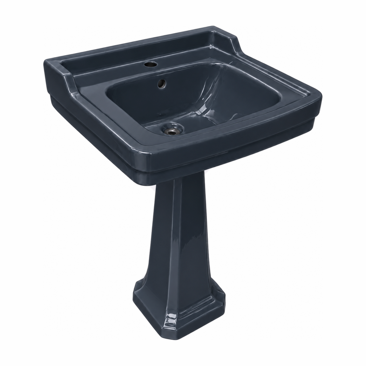 Lavabo con pedestal Neoclásica en color Azul York, vista de tres cuartos