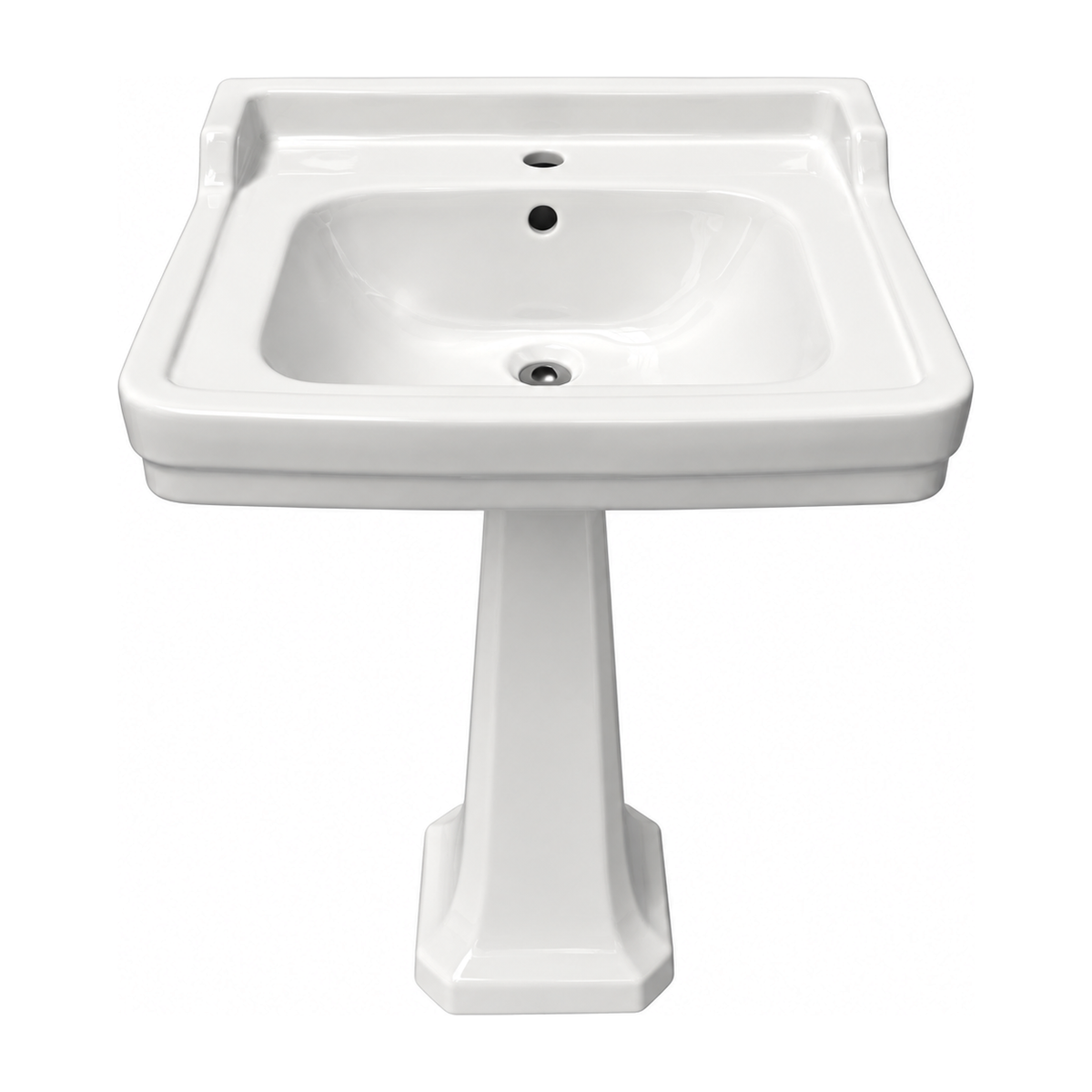 Lavabo con pedestal Neoclásica en color Blanco, vista frontal