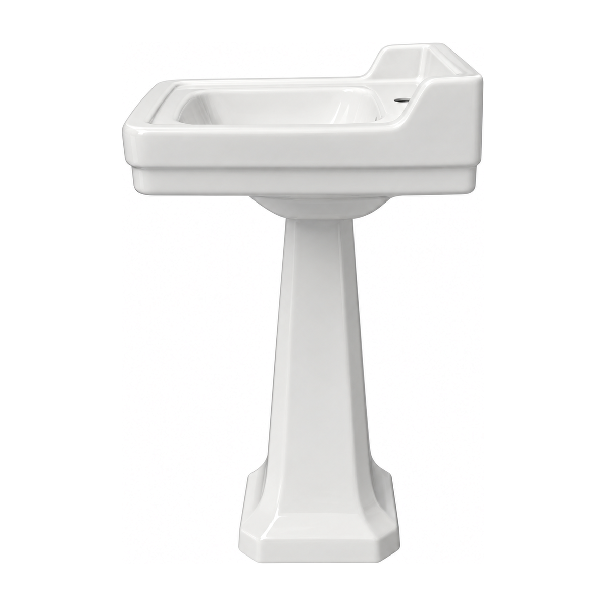 Lavabo con pedestal Neoclásica en color Blanco, vista lateral