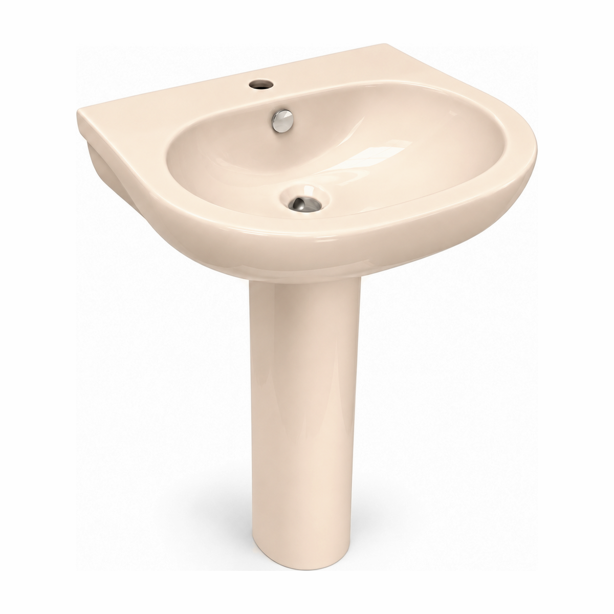 Lavabo con pedestal Opus Core en color Arena, vista de tres cuartos