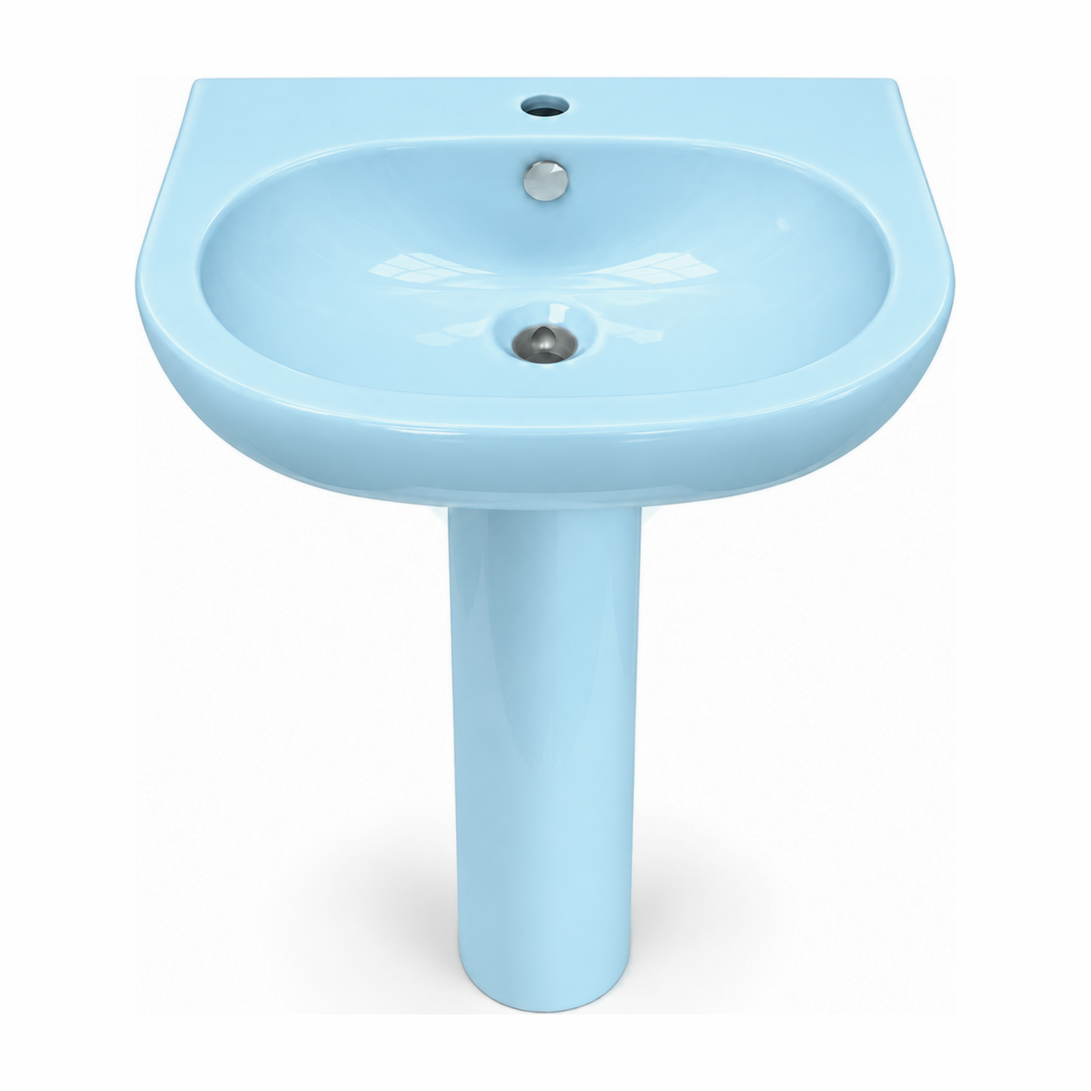 Lavabo con pedestal Opus Core en color Azul Nigeriano, vista frontal
