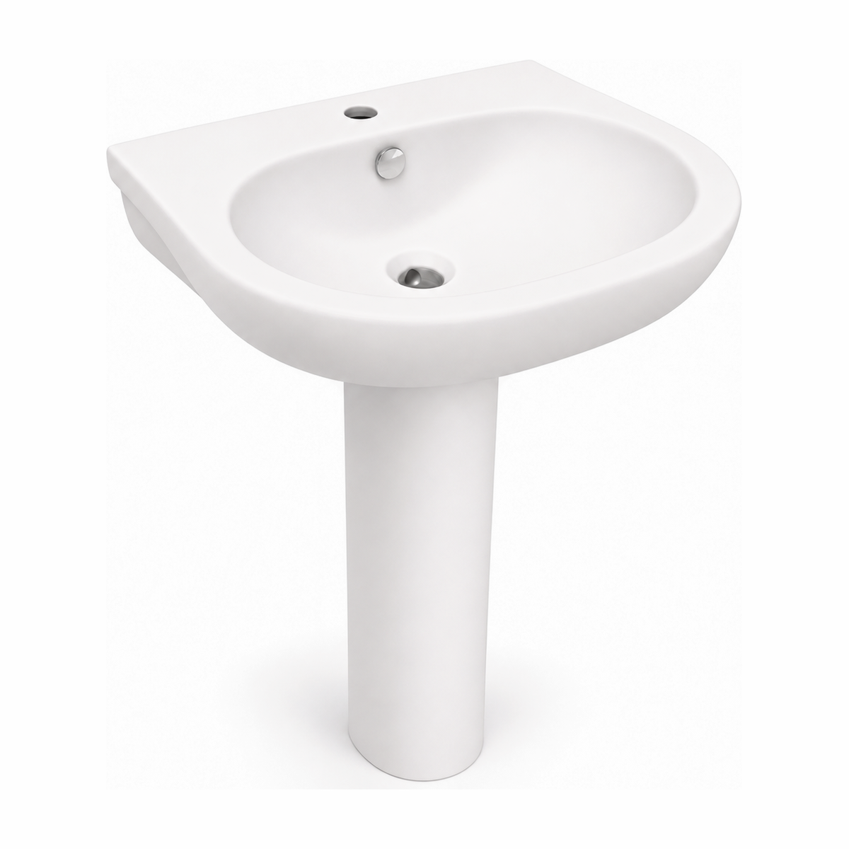 Lavabo con pedestal Opus Core en color Blanco Ártico Mate, vista de tres cuartos