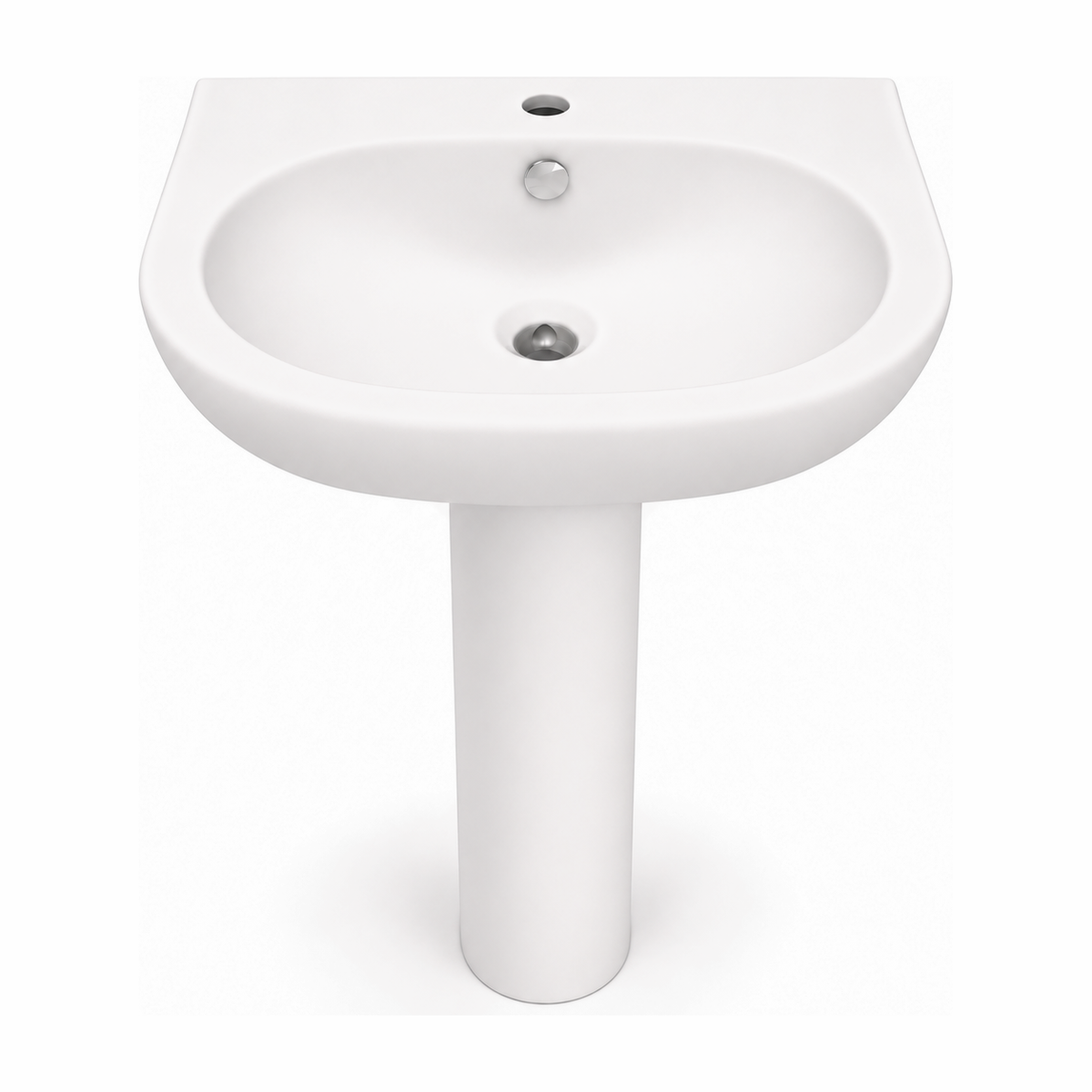 Lavabo con pedestal Opus Core en color Blanco Ártico Mate, vista frontal