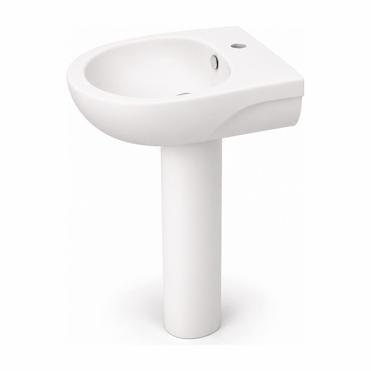 Lavabo con pedestal Opus Core en color Blanco Ártico Mate, vista lateral
