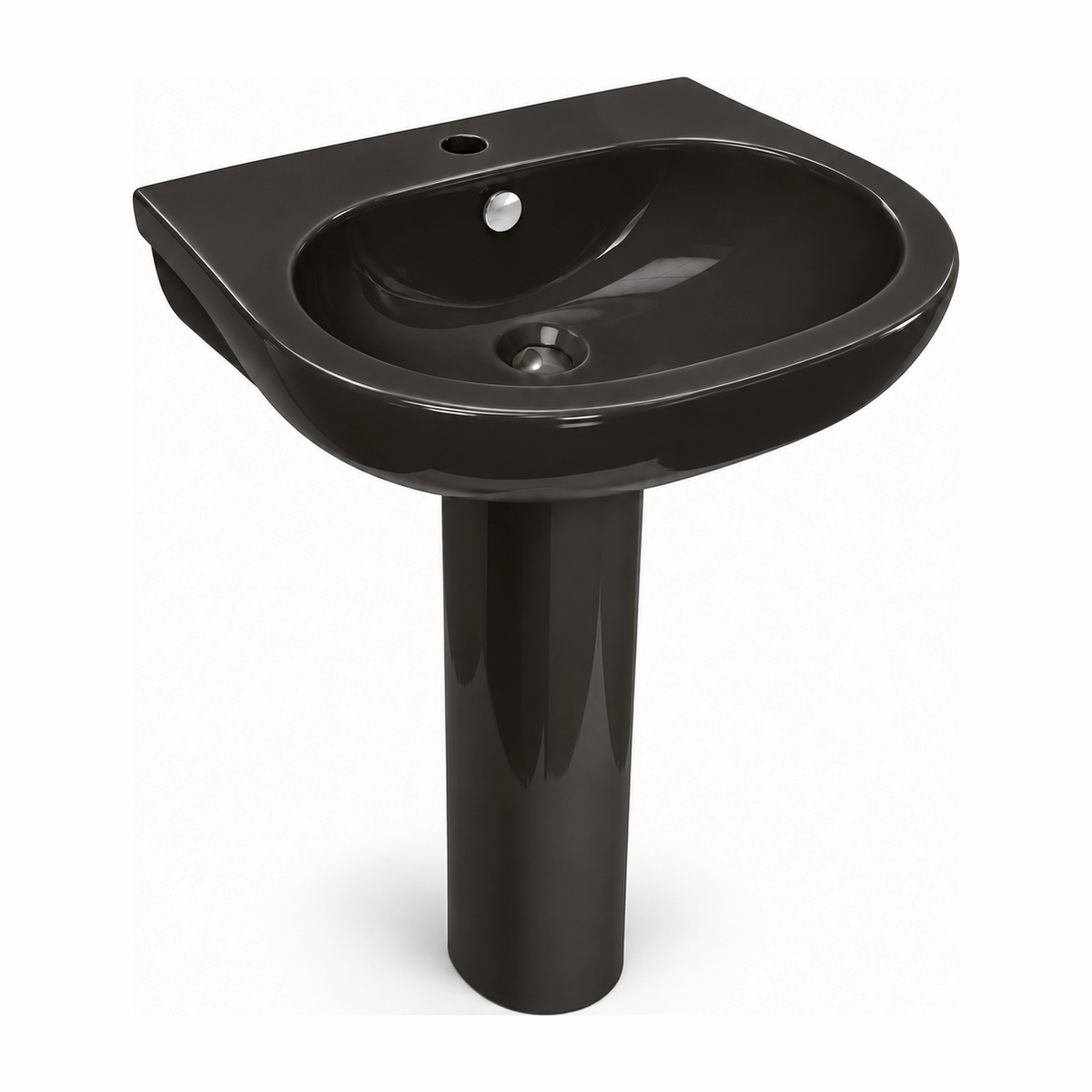 Lavabo con pedestal Opus Core en color Negro Brillo, vista de tres cuartos
