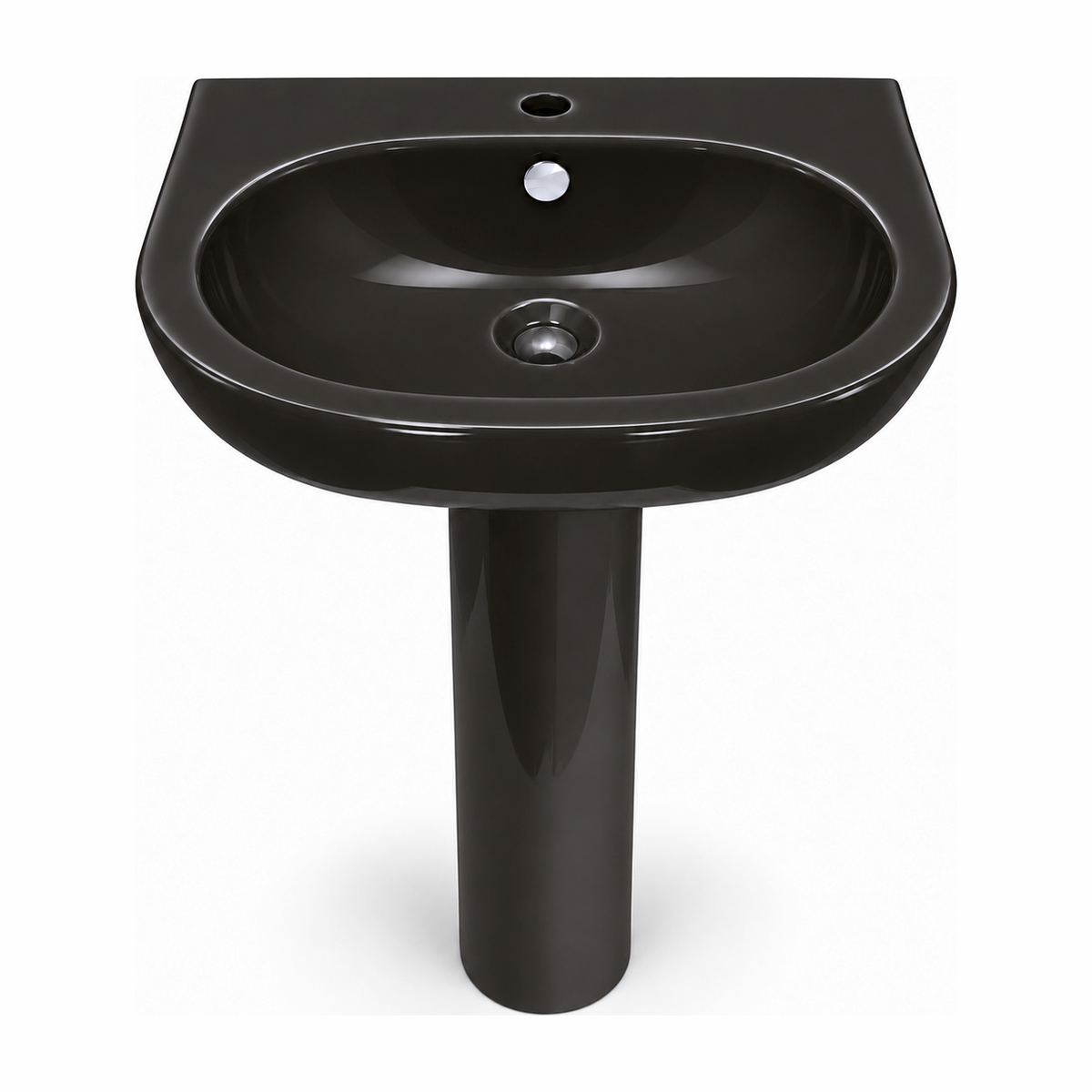 Lavabo con pedestal Opus Core en color Negro Brillo, vista frontal