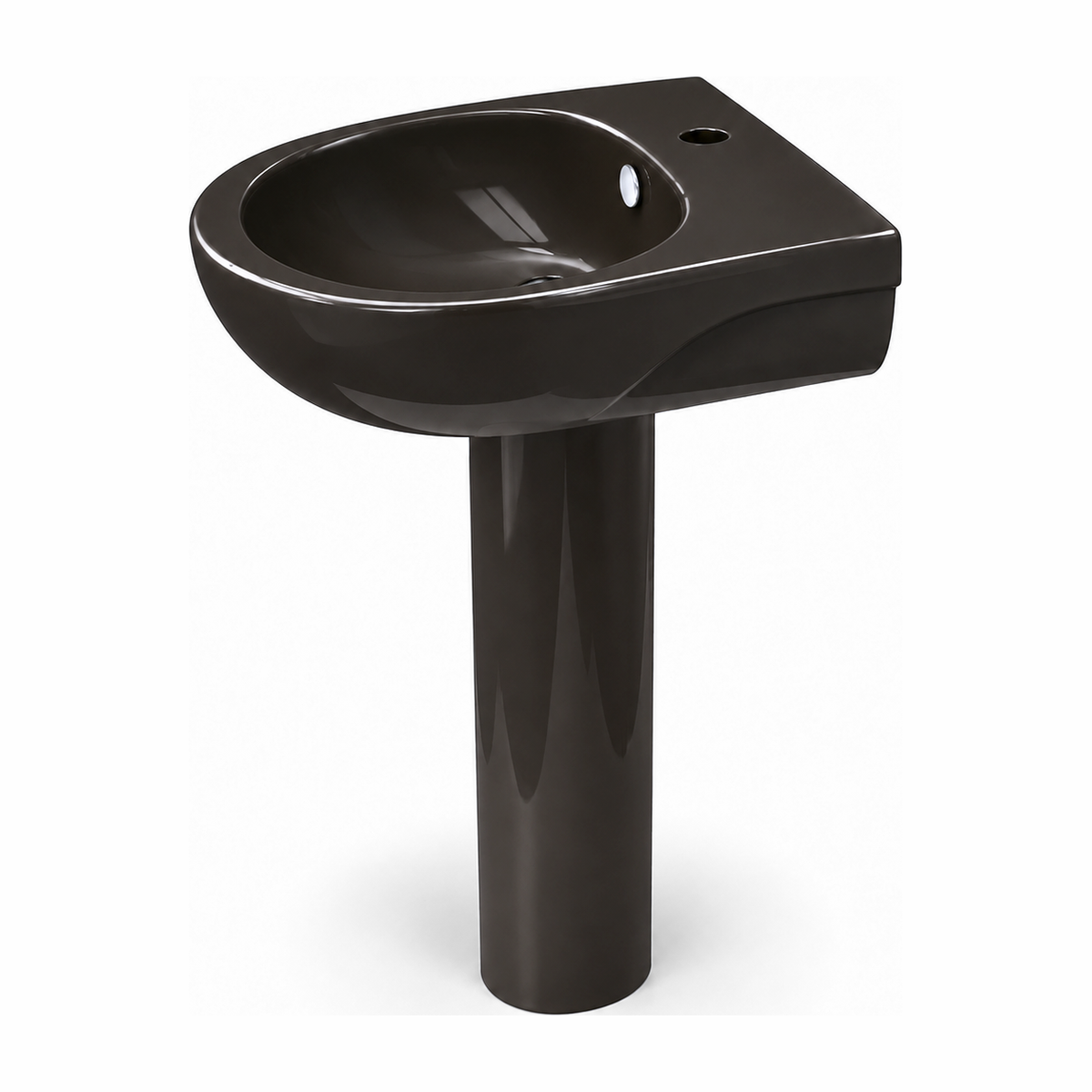 Lavabo con pedestal Opus Core en color Negro Brillo, vista lateral