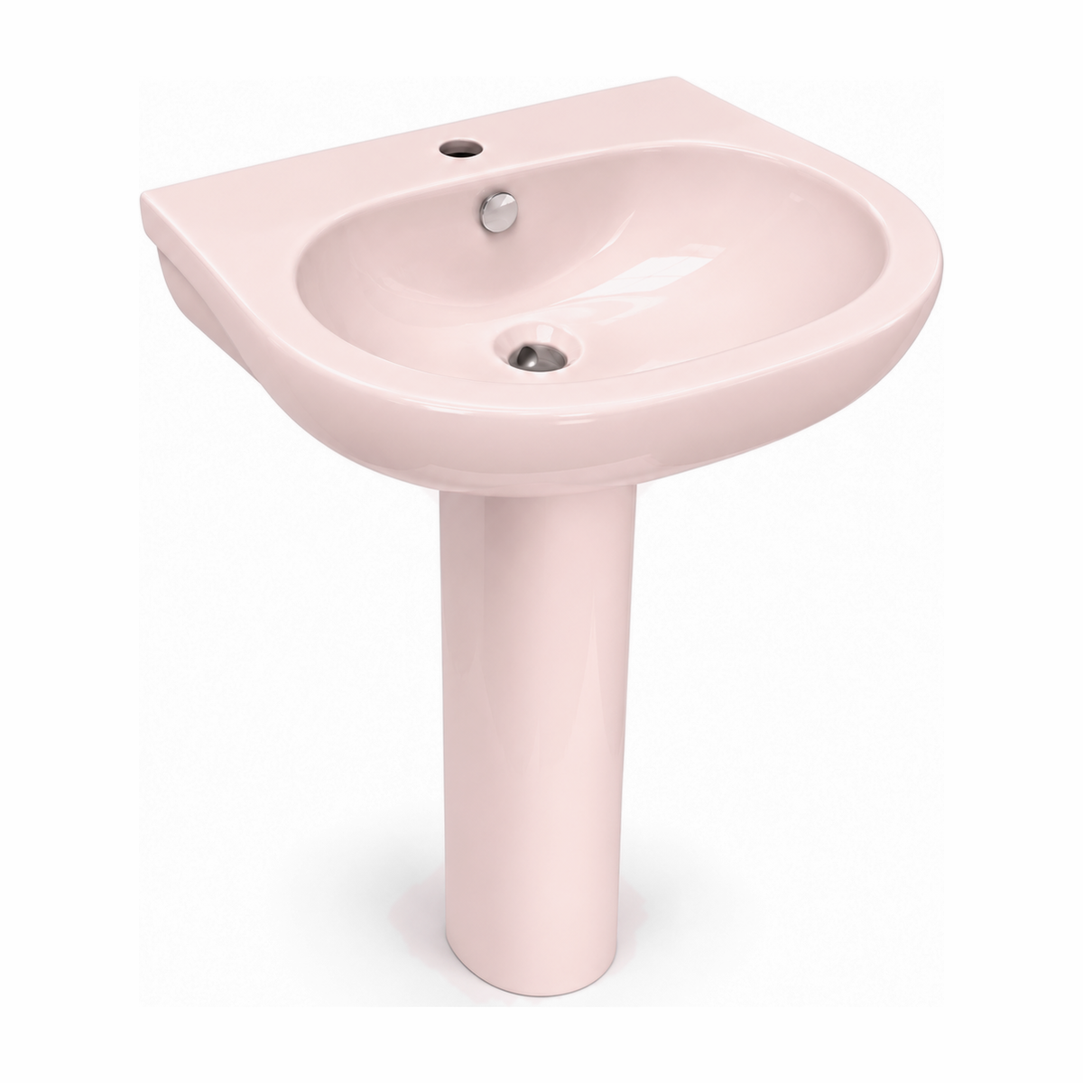 Lavabo con pedestal Opus Core en color Rosa Perola, vista de tres cuartos