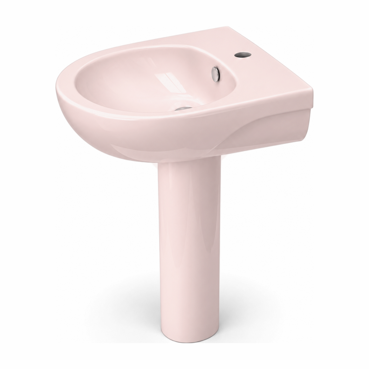 Lavabo con pedestal Opus Core en color Rosa Perola, vista lateral