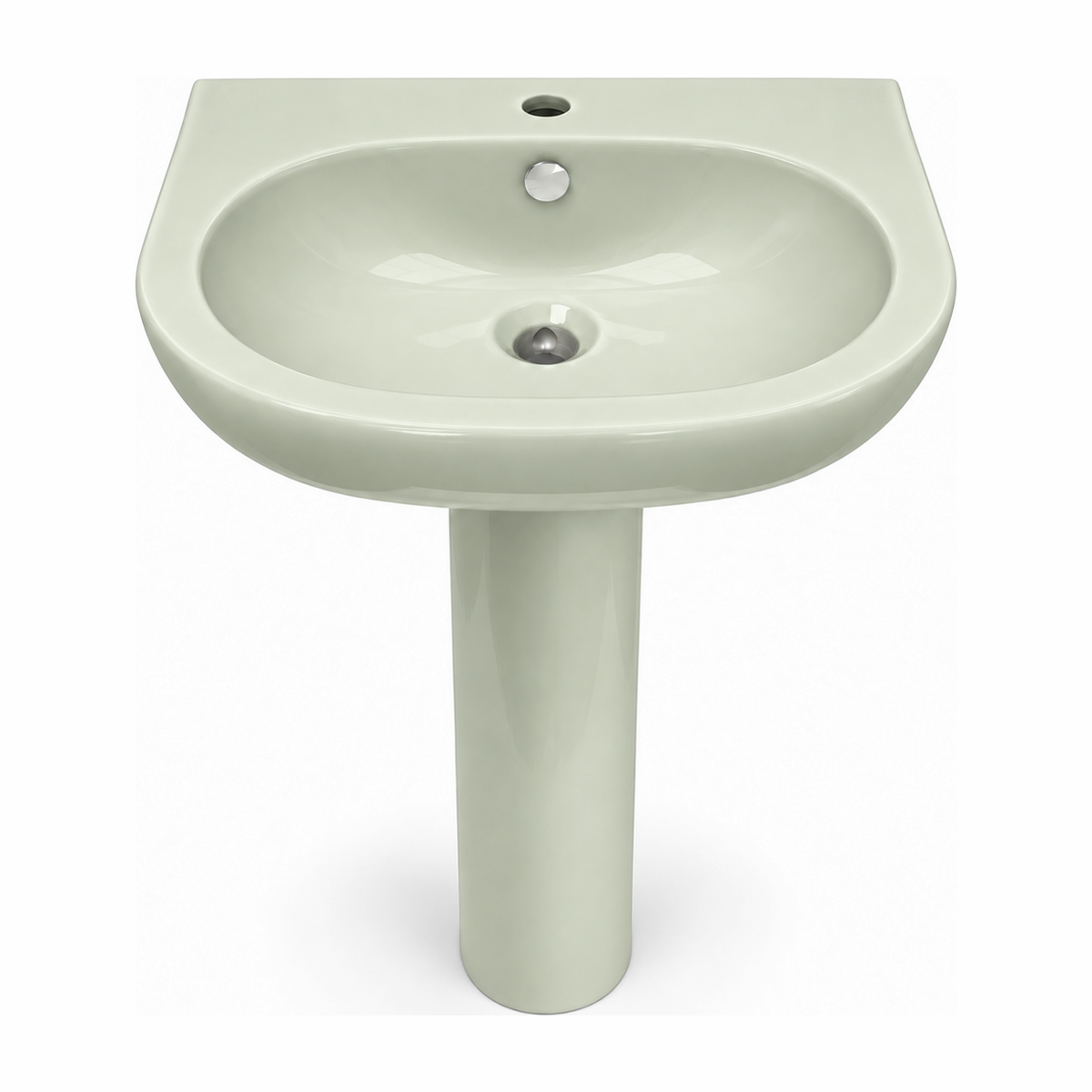 Lavabo con pedestal Opus Core en color Verde Salsa, vista frontal