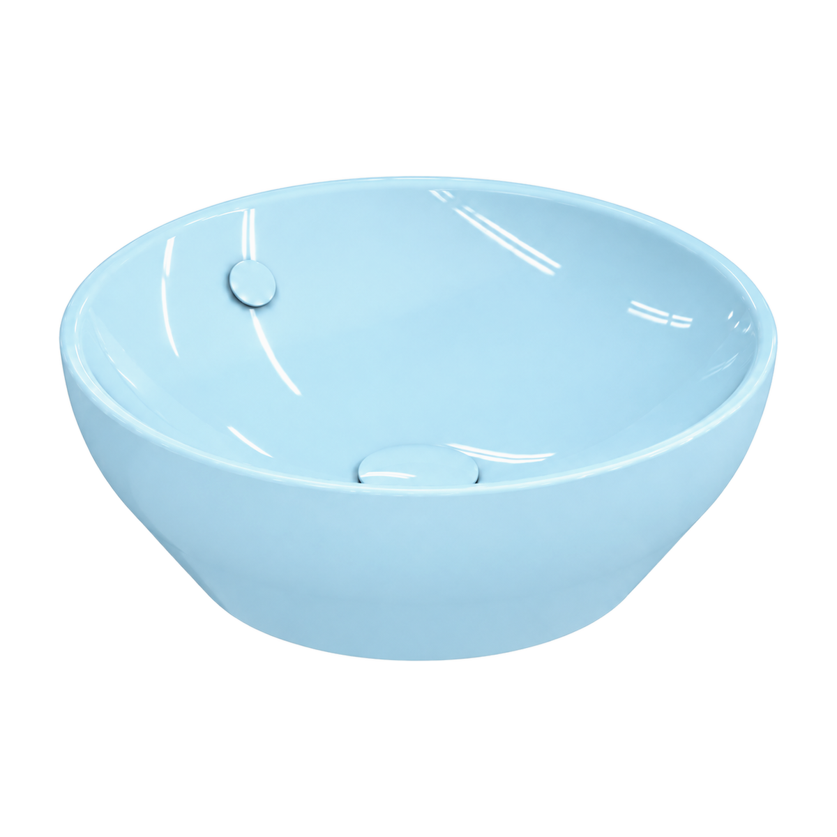 Lavabo Sobre Encimera Serie 100 en color Azul Nigeriano, vista de tres cuartos